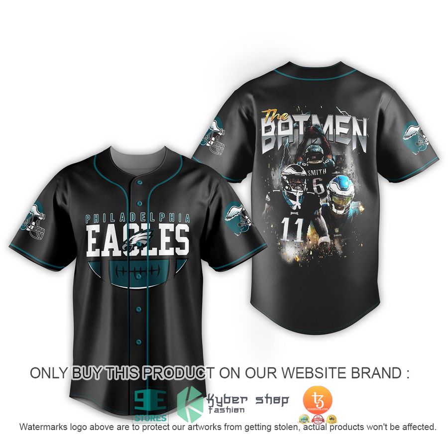 nfl philadelphia eagles the batmen black baseball jersey 1 27207