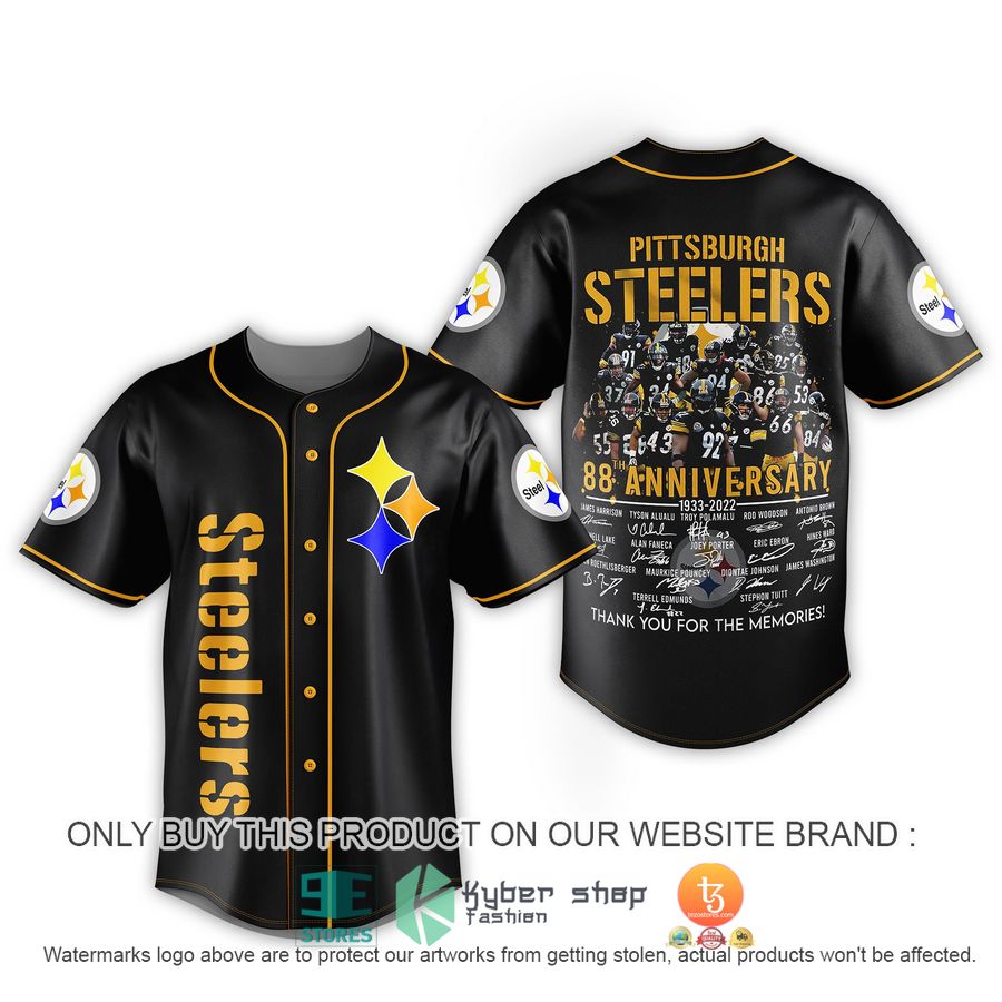 nfl pittsburgh steelers 88th anniversary baseball jersey 1 94377