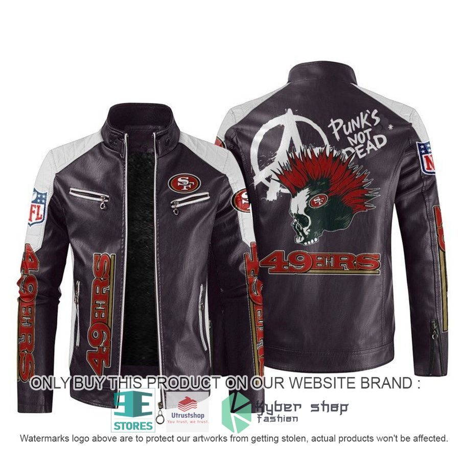 nfl san francisco 49ers punks not dead skull block leather jacket 2 35427