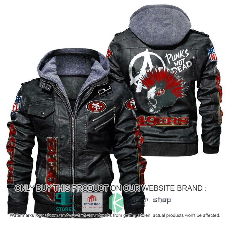 nfl san francisco 49ers punks not dead skull leather jacket 1 34201