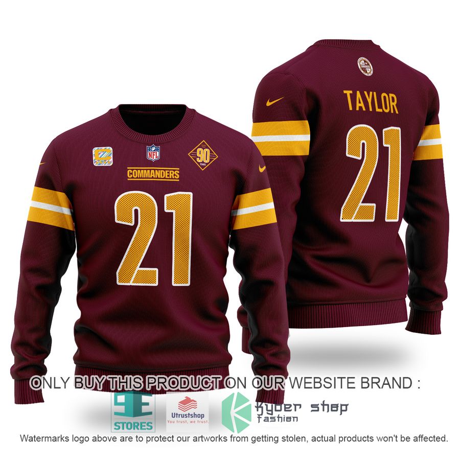 nfl sean taylor 21 washington commanders dark red sweater 1 97698