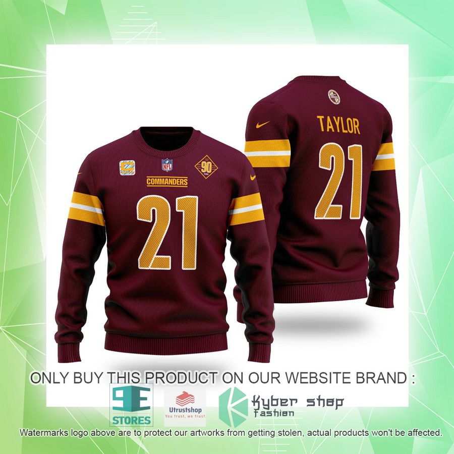 NEW NFL Sean Taylor 21 Washington Commanders dark red Sweater 3 nfl sean taylor 21 washington commanders dark red sweater 3 64632
