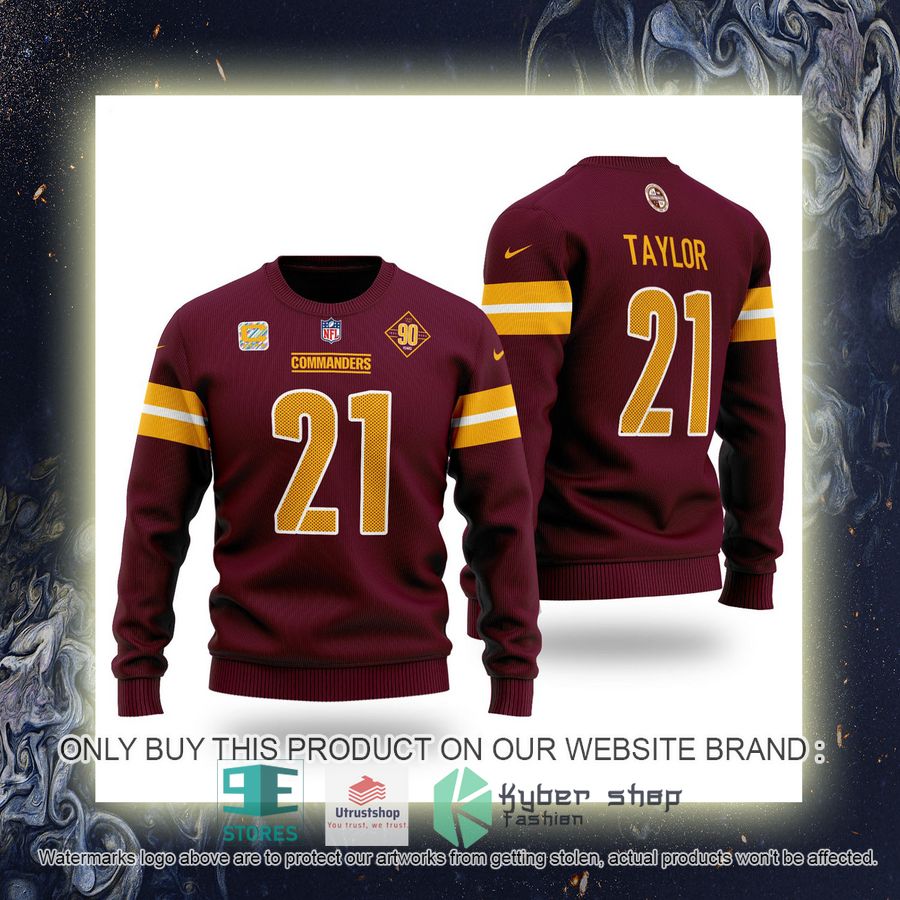 NEW NFL Sean Taylor 21 Washington Commanders dark red Sweater 4 nfl sean taylor 21 washington commanders dark red sweater 4 12767