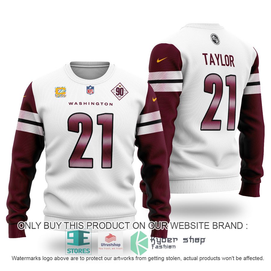 nfl sean taylor 21 washington commanders white red sweater 1 23346