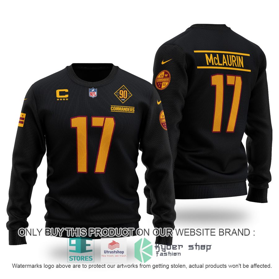 nfl terry mclaurin 17 washington commanders black sweater 1 14960
