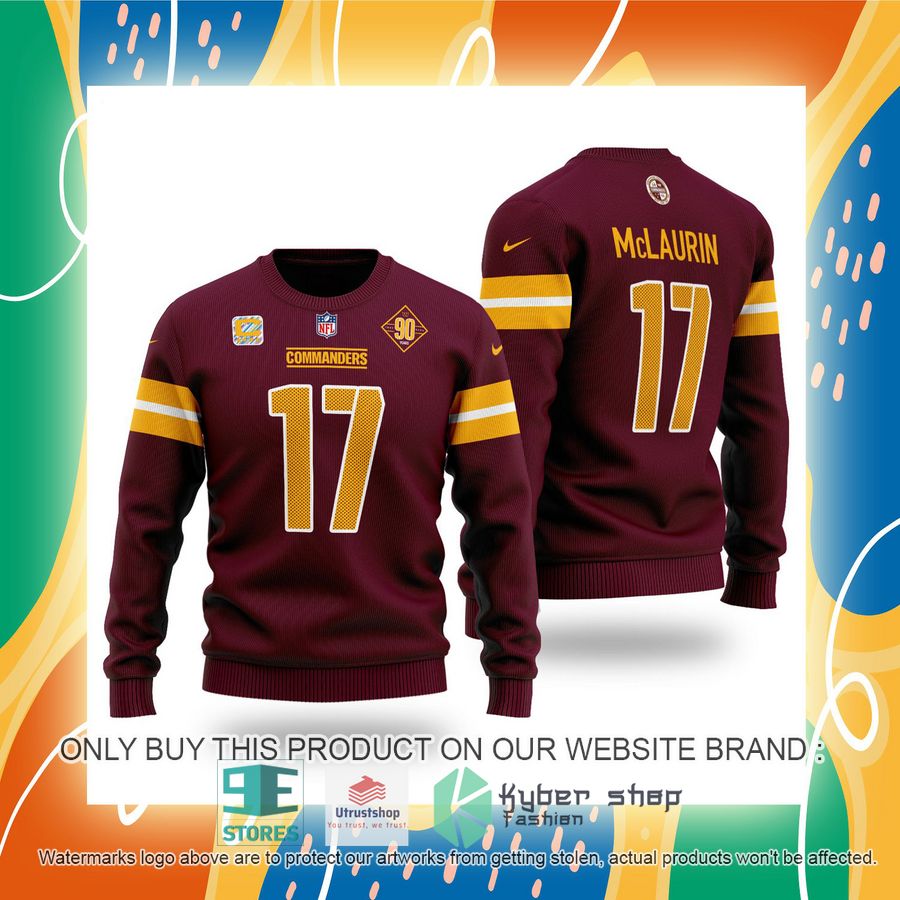 nfl terry mclaurin 17 washington commanders dark red sweater 2 54532