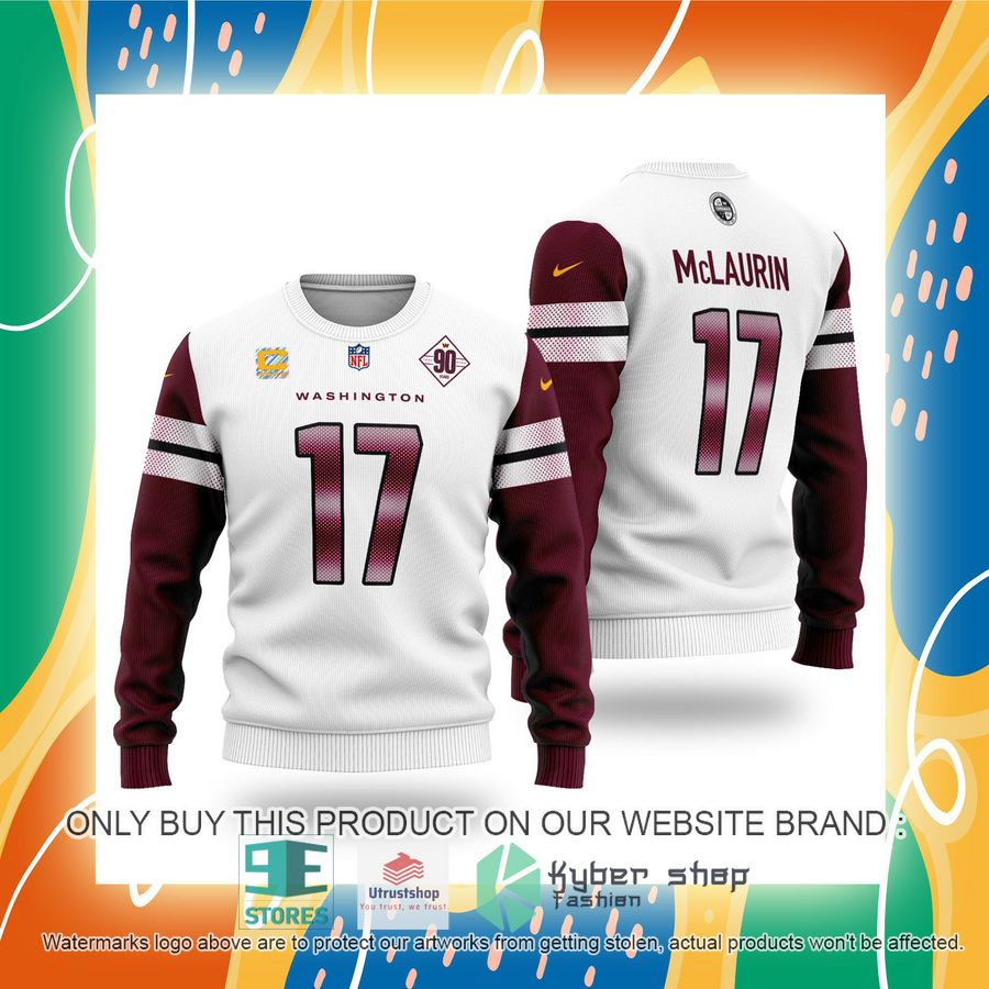 nfl terry mclaurin 17 washington commanders white red sweater 2 96908