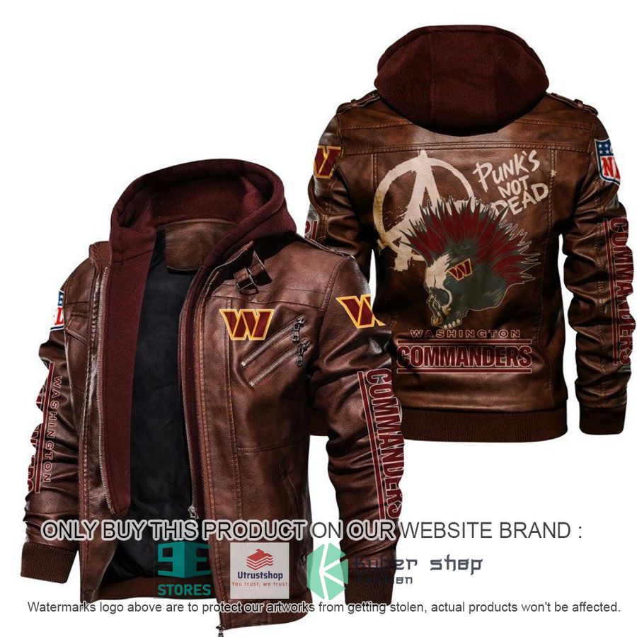 NEW Washington Redskins Punk's Not Dead Skull Leather Jacket 2 nfl washington redskins punks not dead skull leather jacket 2 55738