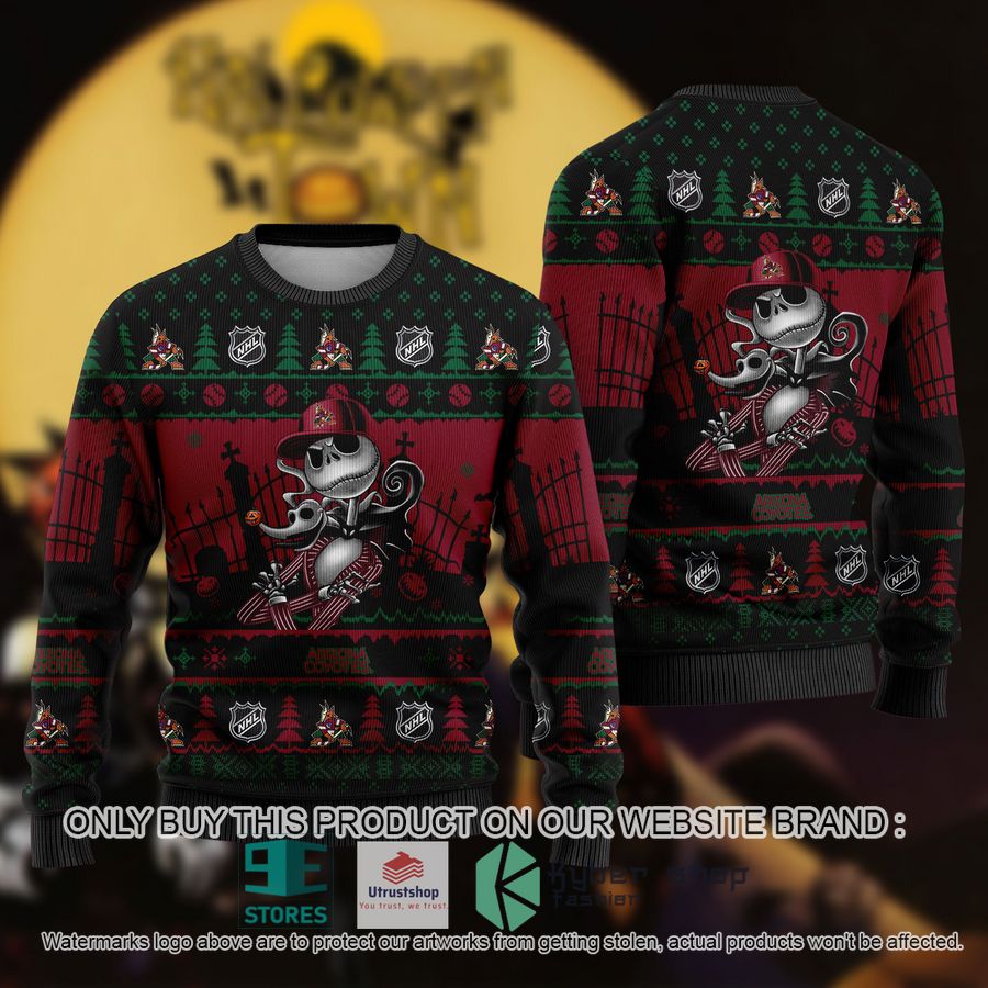 NEW Jack Skellington Arizona Coyotes Sweatshirt 8 nhl jack skellington arizona coyotes ugly christmas sweater 1 2537