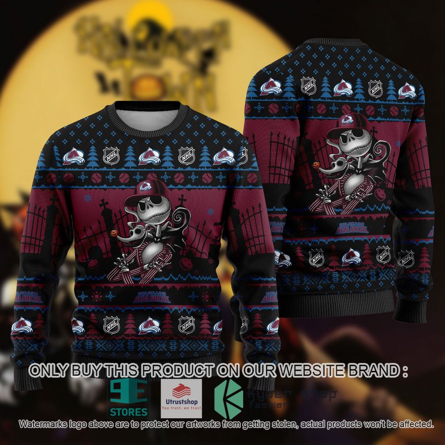 NEW Jack Skellington Colorado Avalanche Sweatshirt 9 nhl jack skellington colorado avalanche ugly christmas sweater 1 6280