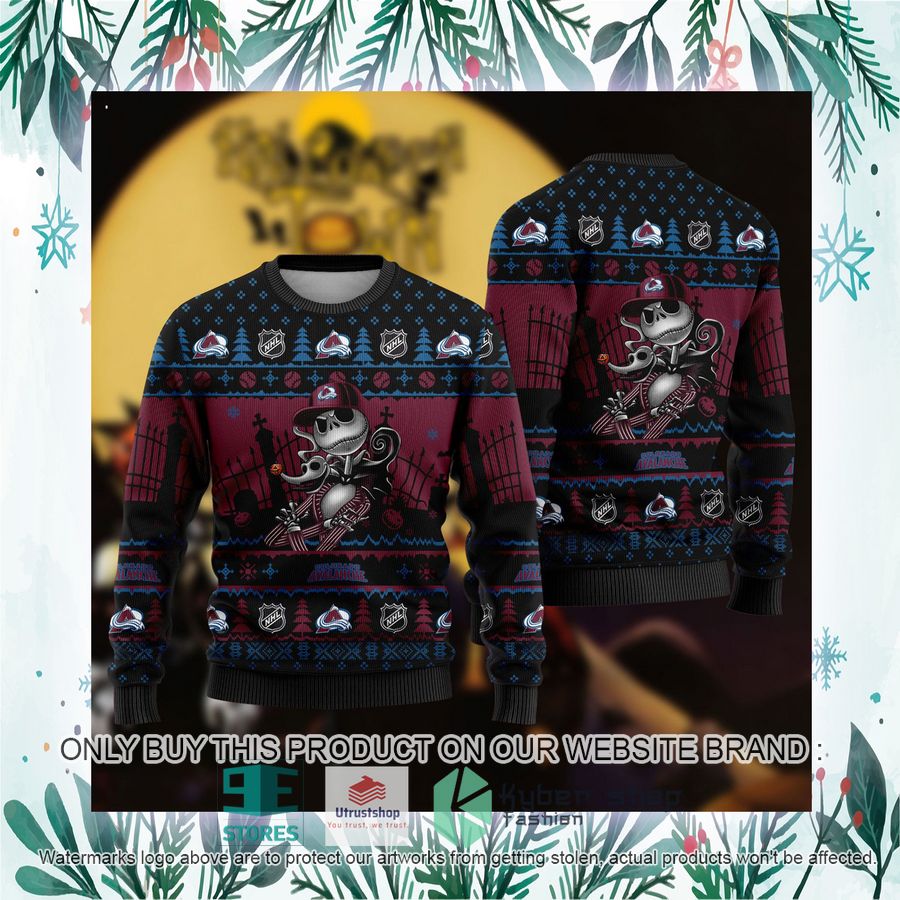 NEW Jack Skellington Colorado Avalanche Sweatshirt 3 nhl jack skellington colorado avalanche ugly christmas sweater 3 16139