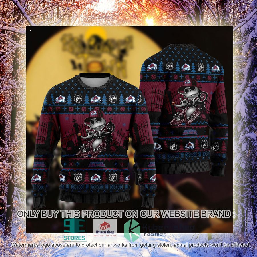 NEW Jack Skellington Colorado Avalanche Sweatshirt 4 nhl jack skellington colorado avalanche ugly christmas sweater 4 40322