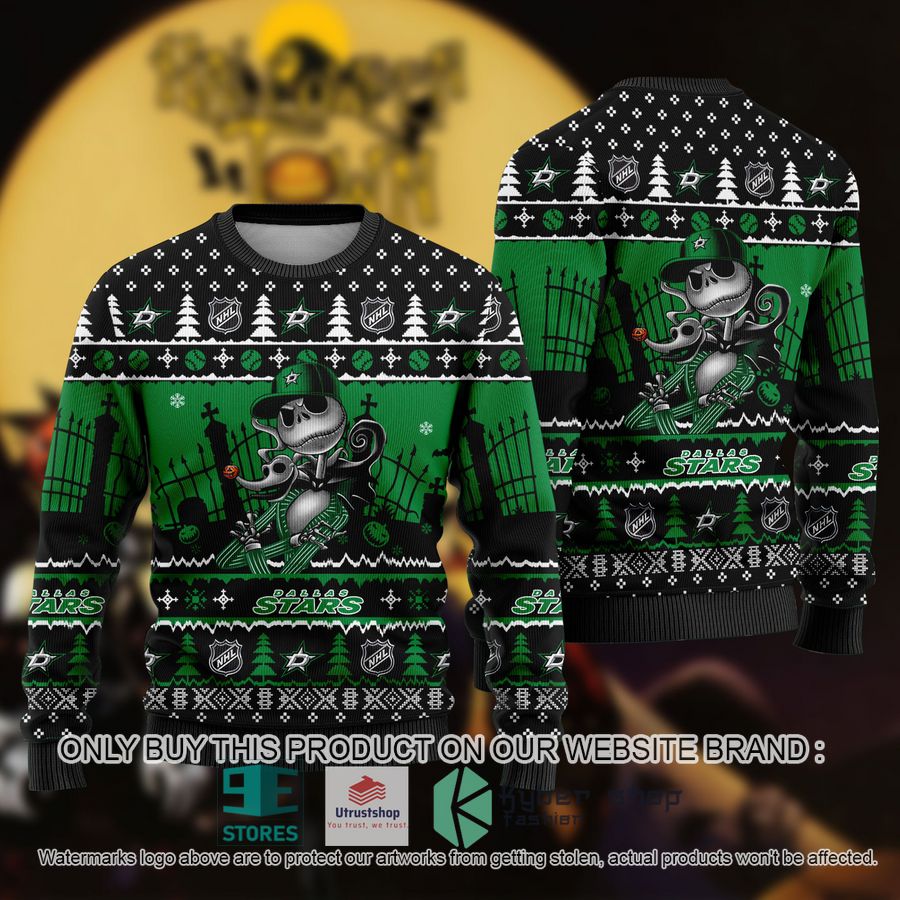 NEW Jack Skellington Dallas Stars Sweatshirt 8 nhl jack skellington dallas stars ugly christmas sweater 1 72544