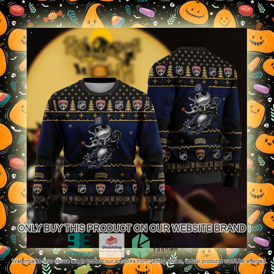 NEW Jack Skellington Florida Panthers Sweatshirt 2 nhl jack skellington florida panthers ugly christmas sweater 2 73813