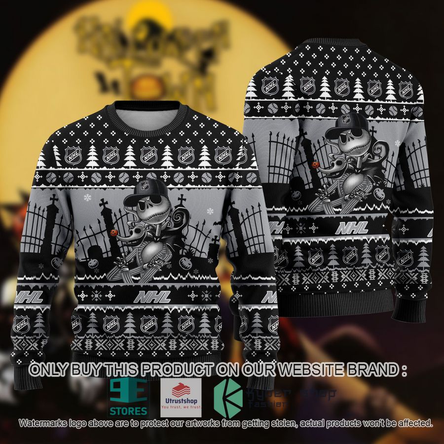 NEW Jack Skellington Logo Sweatshirt 1 nhl jack skellington logo nhl ugly christmas sweater 1 74103