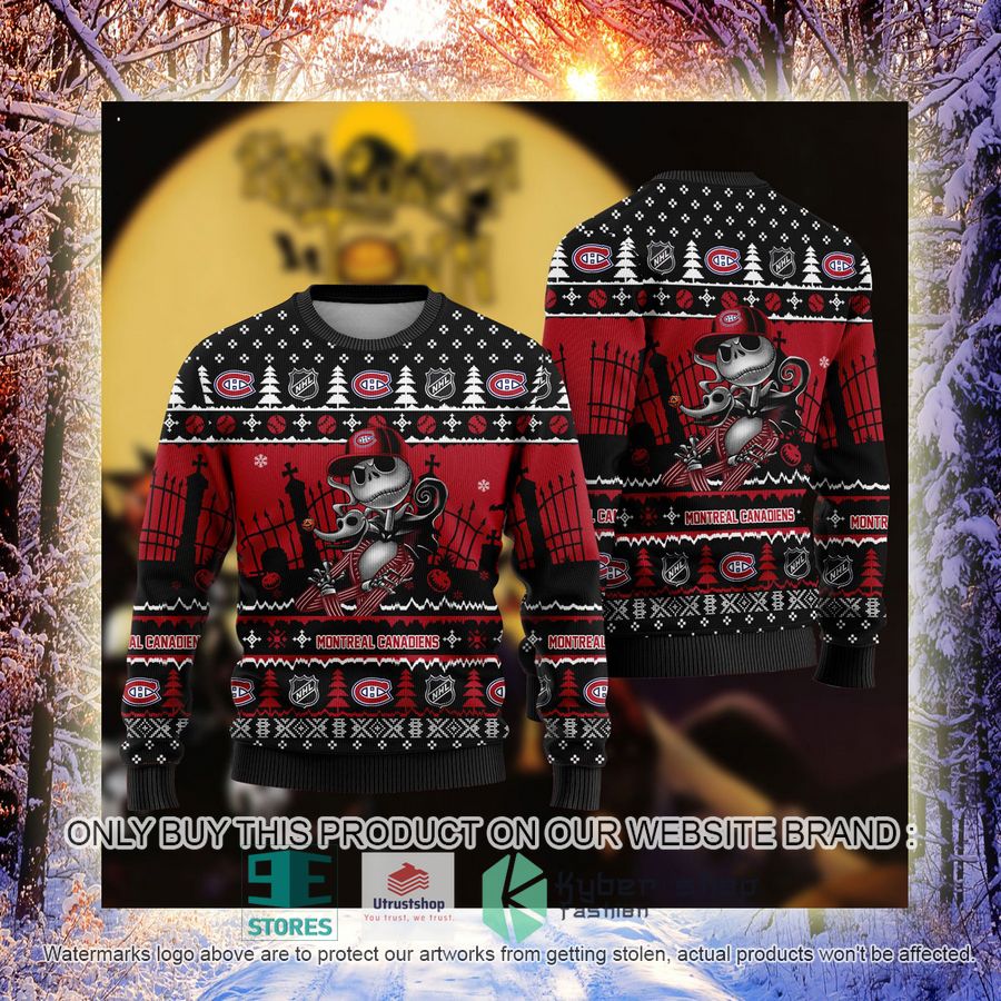 NEW Jack Skellington Montreal Canadiens Sweatshirt 4 nhl jack skellington montreal canadiens ugly christmas sweater 4 97398