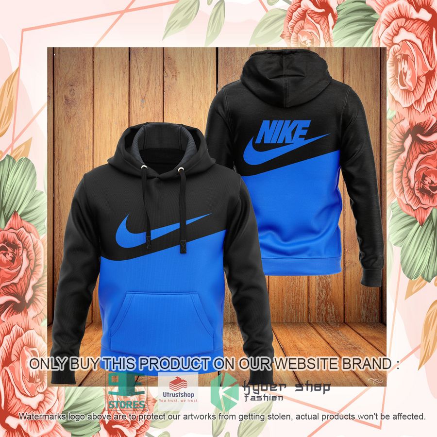 NEW Nike black blue Full Print Hoodie 2 nike black blue 3d hoodie 2 78277