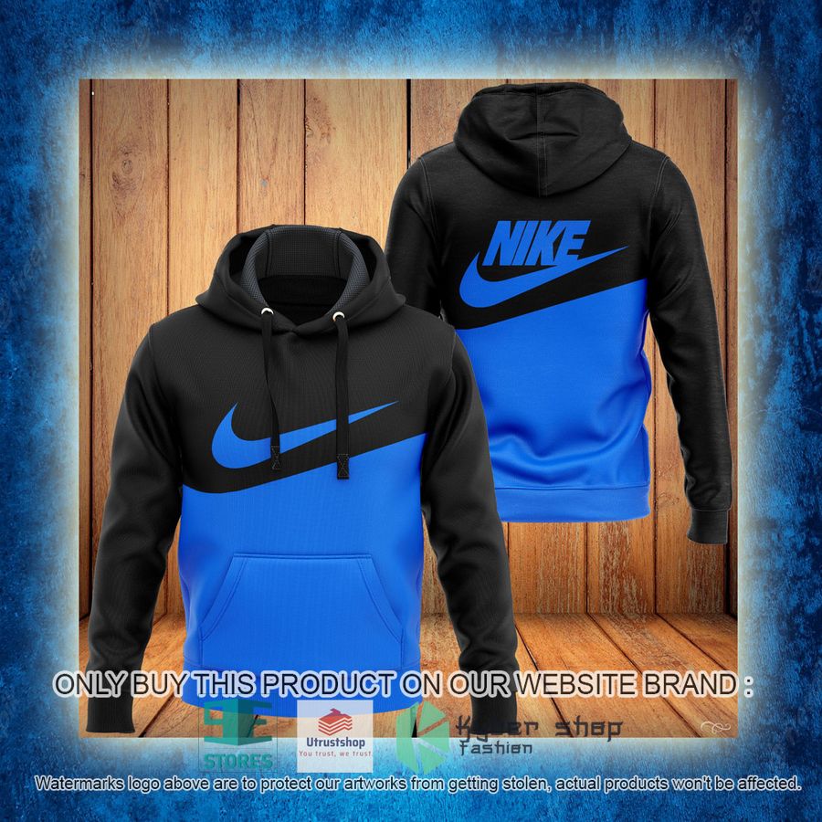 NEW Nike black blue Full Print Hoodie 3 nike black blue 3d hoodie 3 75475