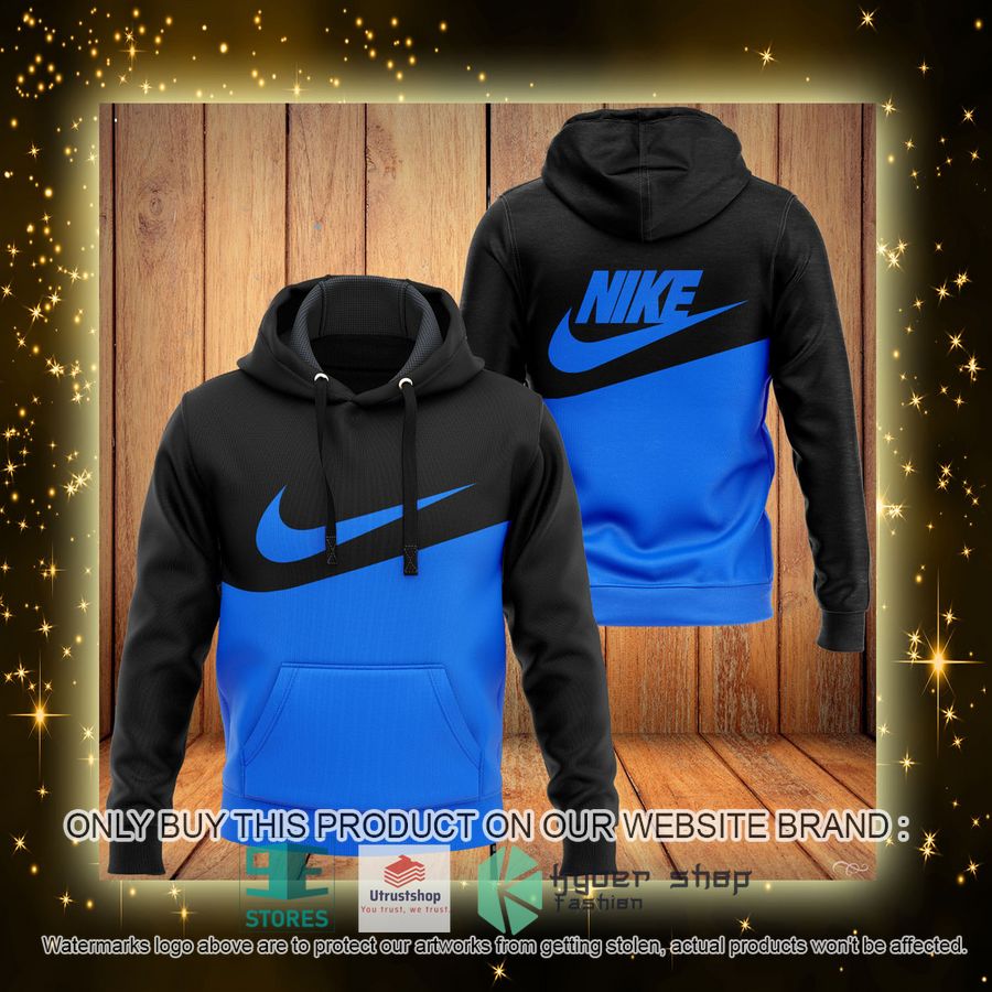 NEW Nike black blue Full Print Hoodie 4 nike black blue 3d hoodie 4 62513