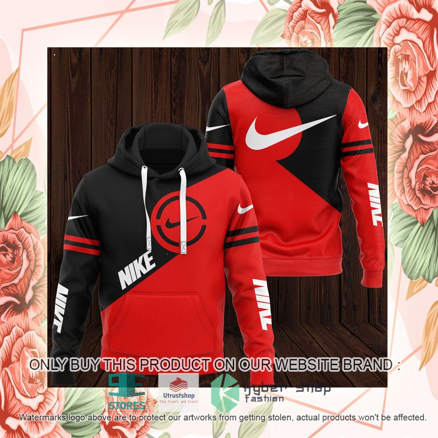 NEW Nike black red Full Print Hoodie 2 nike black red 3d hoodie 2 38075
