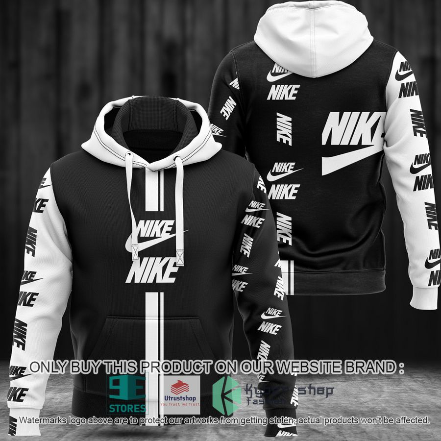 nike brand logo black white 3d hoodie 1 98789