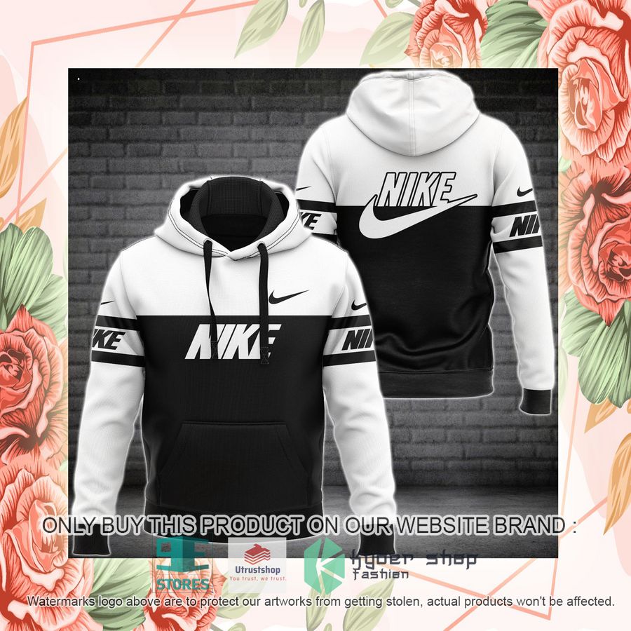 NEW Nike brand logo white black Full Print Hoodie 2 nike brand logo white black 3d hoodie 2 5610