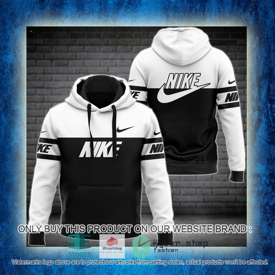 NEW Nike brand logo white black Full Print Hoodie 3 nike brand logo white black 3d hoodie 3 14189