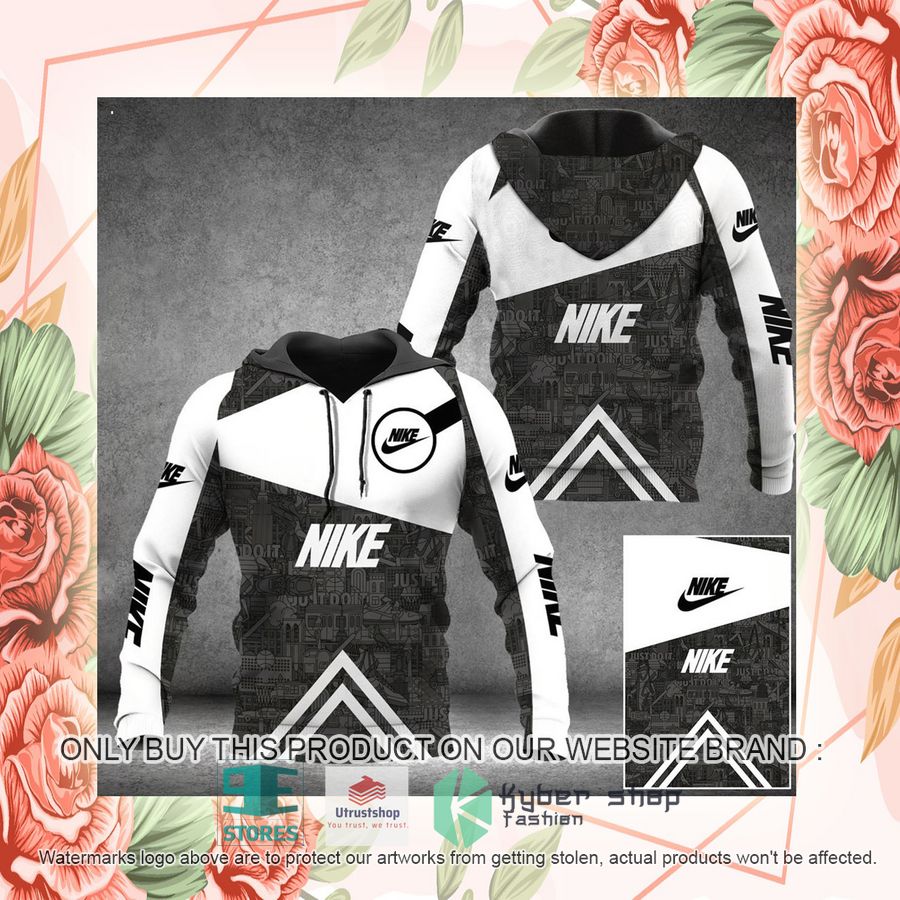 NEW Nike city Just Do It white grey Full Print Hoodie 2 nike city just do it white grey 3d hoodie 2 37957
