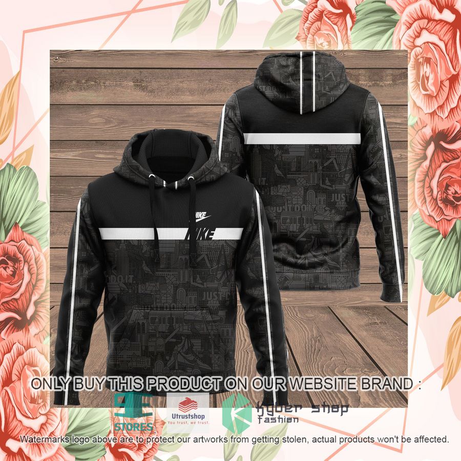 NEW Nike graphic black Full Print Hoodie 2 nike graphic black 3d hoodie 2 1841