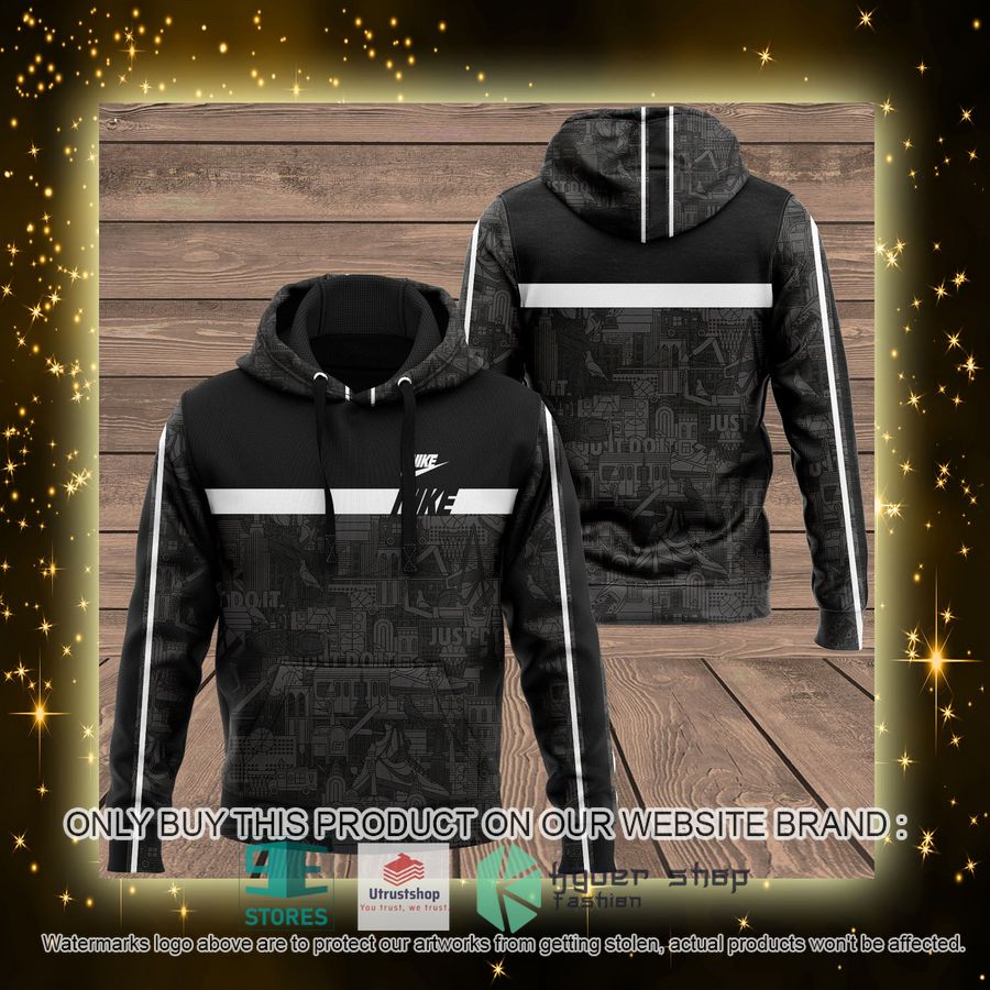 NEW Nike graphic black Full Print Hoodie 4 nike graphic black 3d hoodie 4 58422