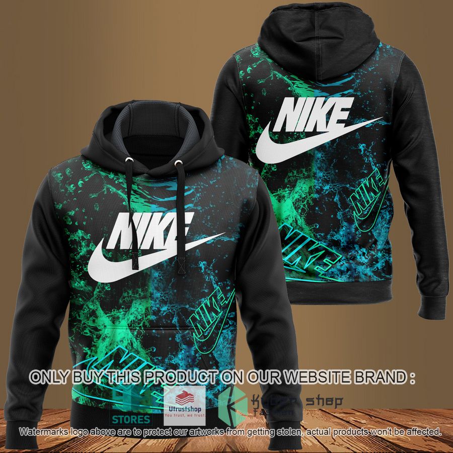 NEW Nike green blue black Full Print Hoodie 9 nike green blue black 3d hoodie 1 95208