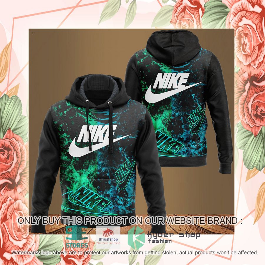 NEW Nike green blue black Full Print Hoodie 2 nike green blue black 3d hoodie 2 89488