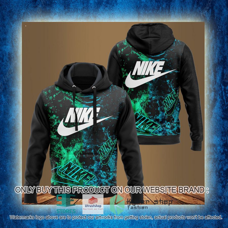 NEW Nike green blue black Full Print Hoodie 3 nike green blue black 3d hoodie 3 32713