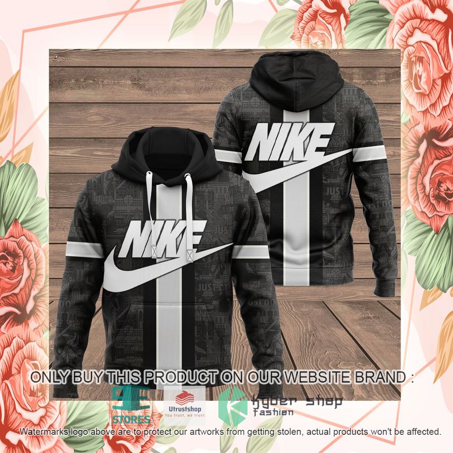 NEW Nike grey white Full Print Hoodie 2 nike grey white 3d hoodie 2 21759