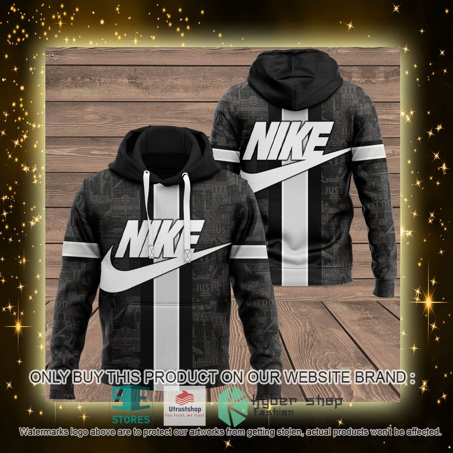 NEW Nike grey white Full Print Hoodie 4 nike grey white 3d hoodie 4 86188