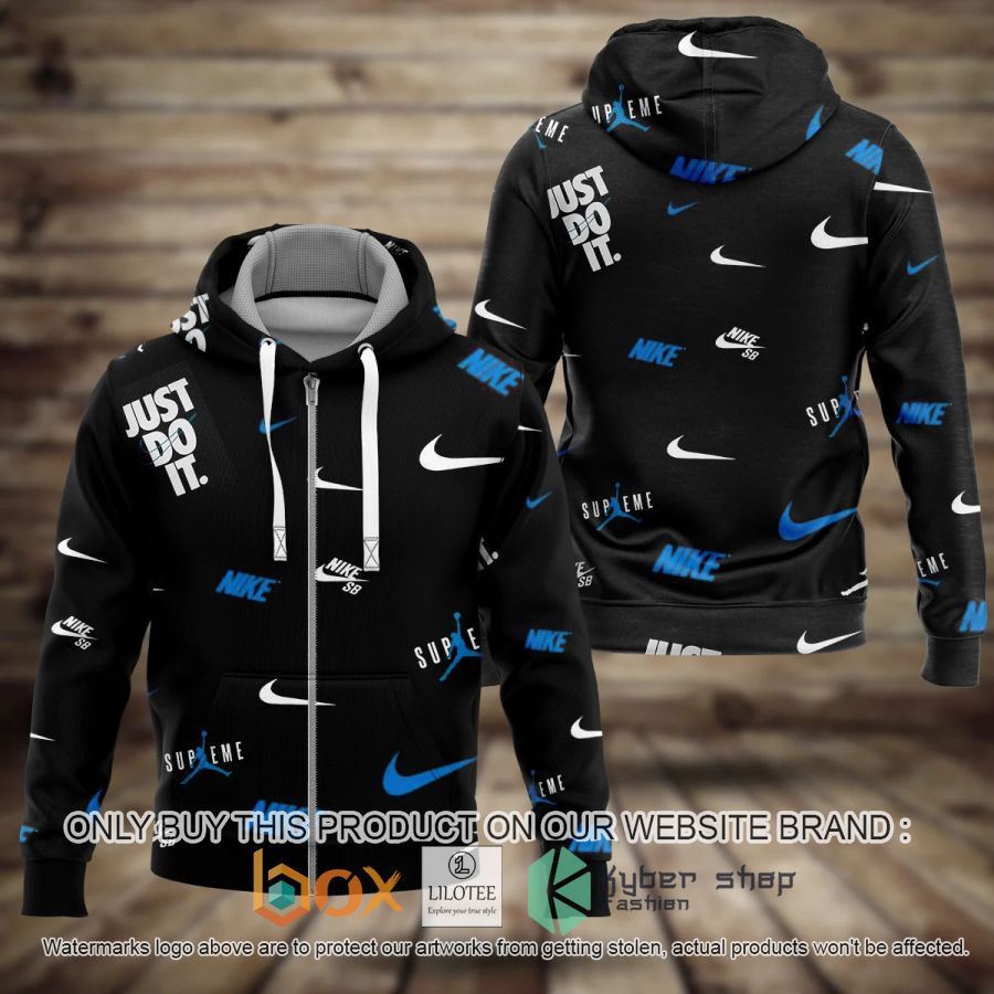 nike just do it black zipper hoodie 1 58453