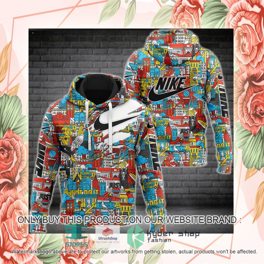NEW Nike Just Do It colorful Full Print Hoodie 2 nike just do it colorful 3d hoodie 2 78087