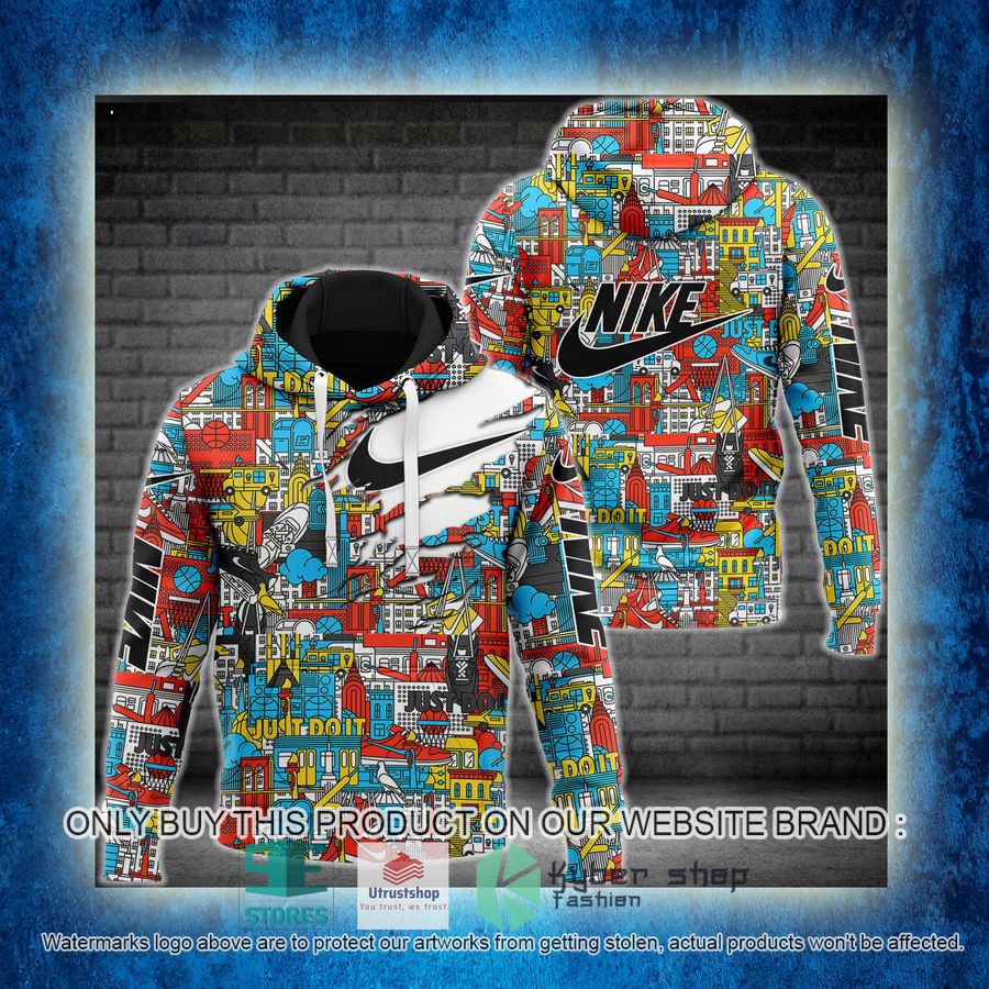 NEW Nike Just Do It colorful Full Print Hoodie 3 nike just do it colorful 3d hoodie 3 4040