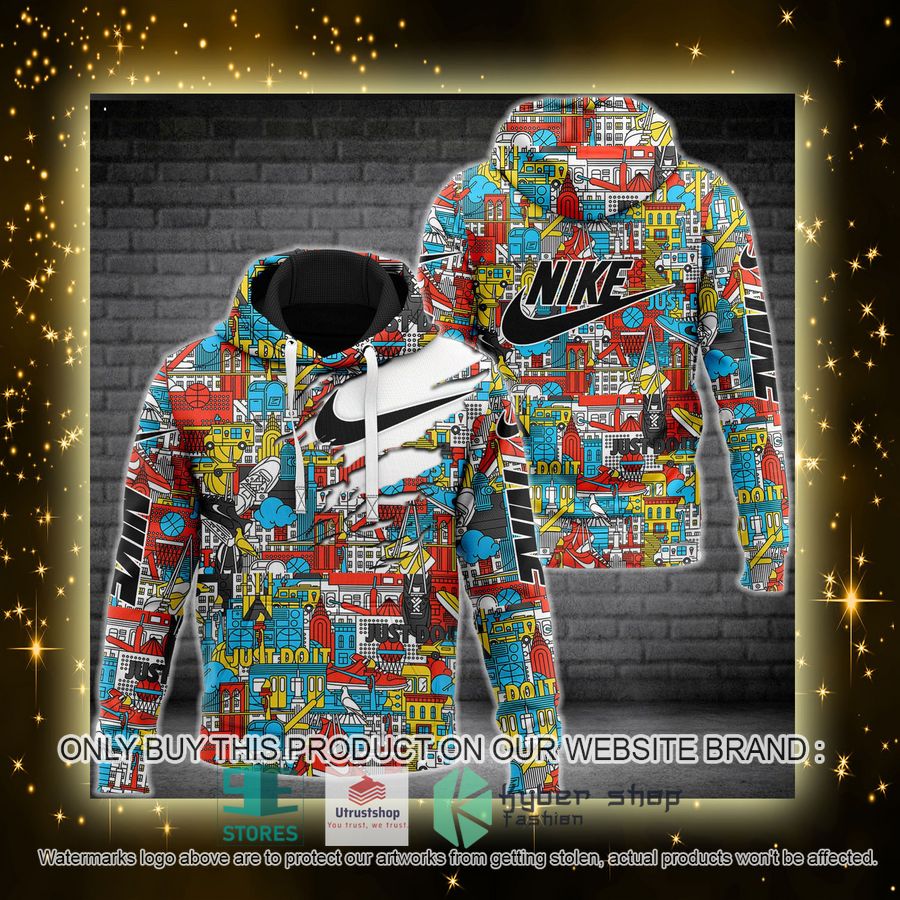 NEW Nike Just Do It colorful Full Print Hoodie 4 nike just do it colorful 3d hoodie 4 62687
