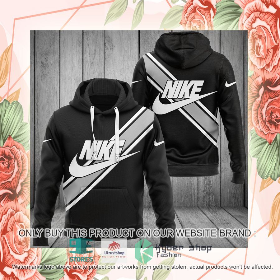 NEW Nike logo black Full Print Hoodie 2 nike logo black 3d hoodie 2 73022