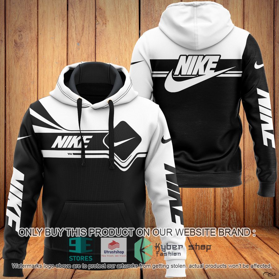 NEW Nike logo black white Full Print Hoodie 8 nike logo black white 3d hoodie 1 97428