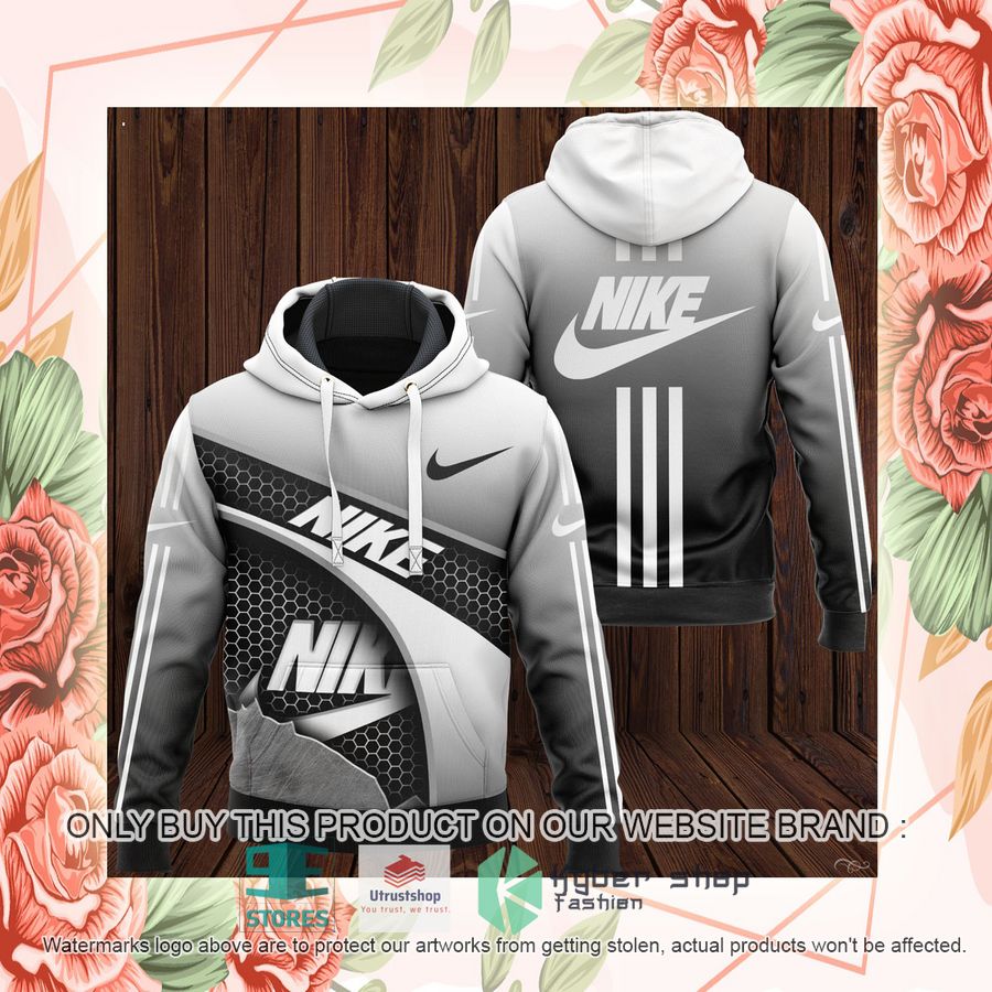 NEW Nike logo grey Full Print Hoodie 2 nike logo grey 3d hoodie 2 53857