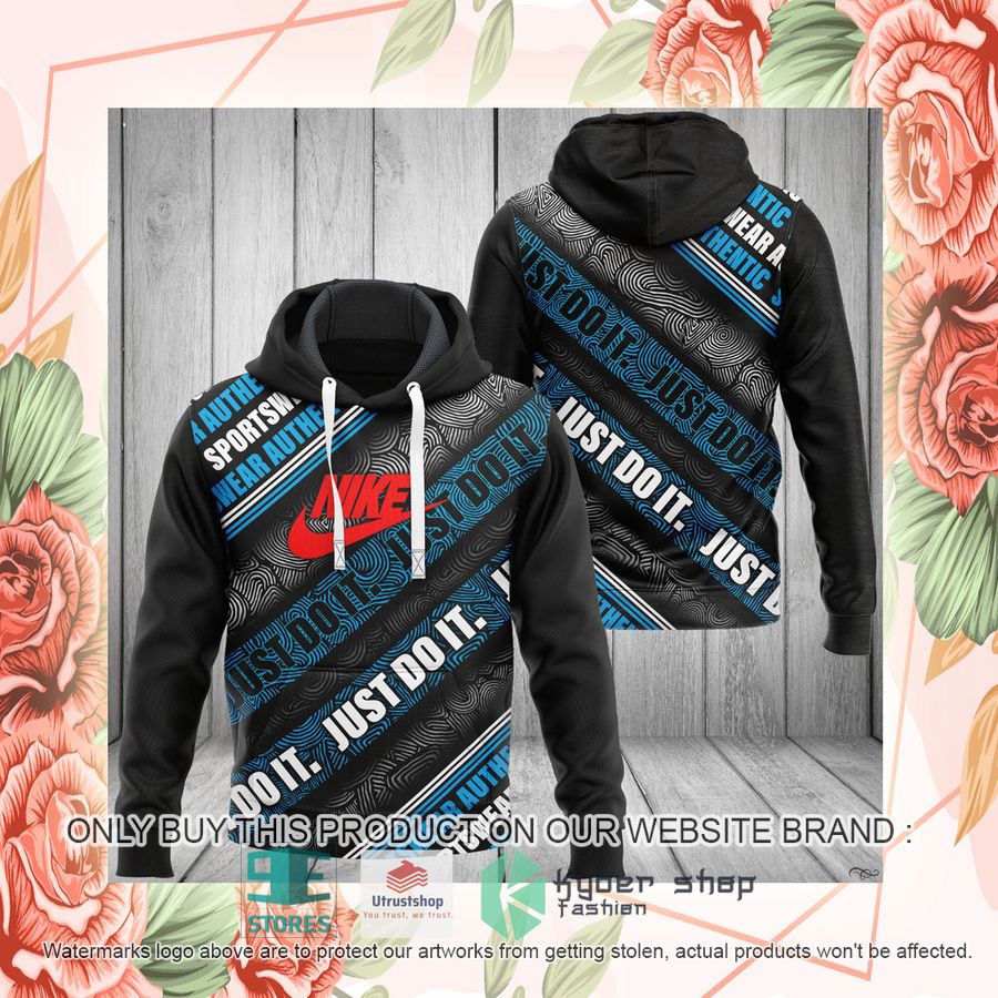 NEW Nike logo Just Do It black blue Full Print Hoodie 2 nike logo just do it black blue 3d hoodie 2 9944
