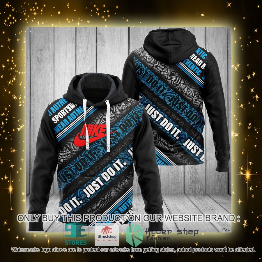 NEW Nike logo Just Do It black blue Full Print Hoodie 4 nike logo just do it black blue 3d hoodie 4 29307