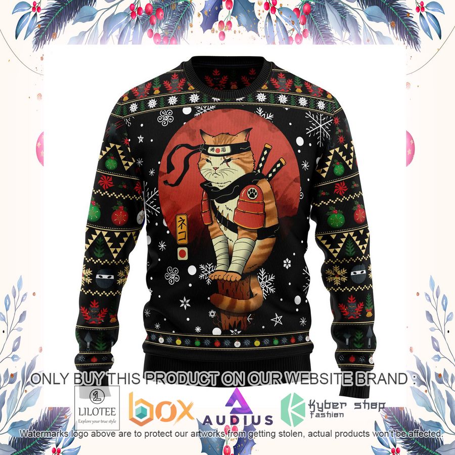 Ninja Cat Ugly Christmas Sweater 14 ninja cat ugly christmas sweater 14 11506