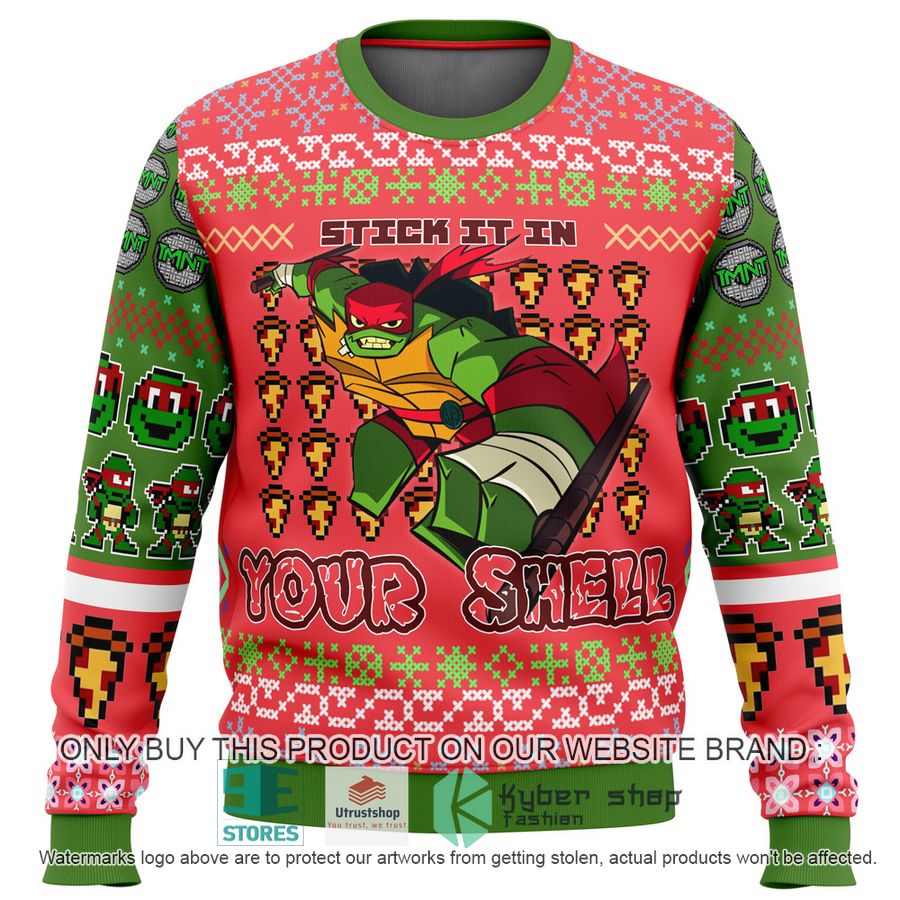 NEW Ninja Turtle Raphael Stick It In Your Shell Ugly Sweater 1 ninja turtle raphael stick it in your shell ugly christmas sweater 1 20086
