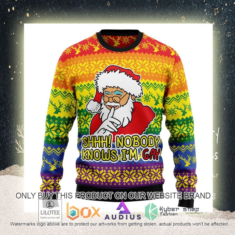 Nobody Knows Im Gay Ugly Christmas Sweater 10 nobody knows im gay ugly christmas sweater 10 17800