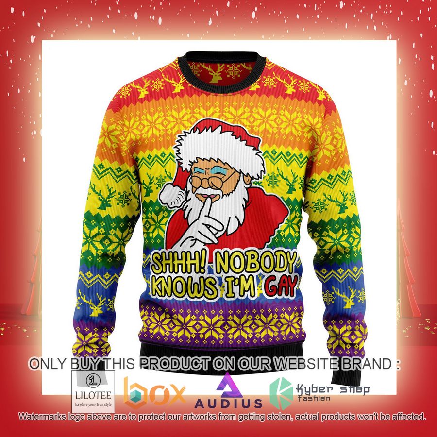 Nobody Knows Im Gay Ugly Christmas Sweater 12 nobody knows im gay ugly christmas sweater 12 57613