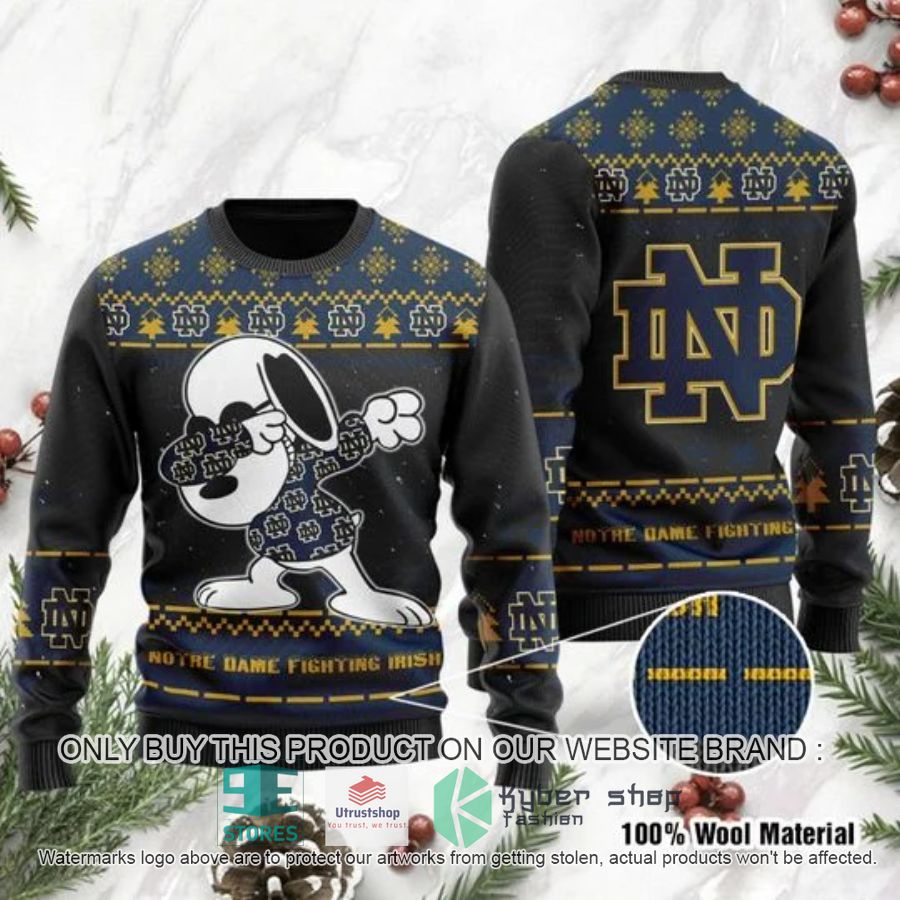 NEW Notre Dame Fighting Irish Snoopy Dabbing Ugly Sweater 8 notre dame fighting irish snoopy dabbing ugly chrisrtmas sweater 1 99483