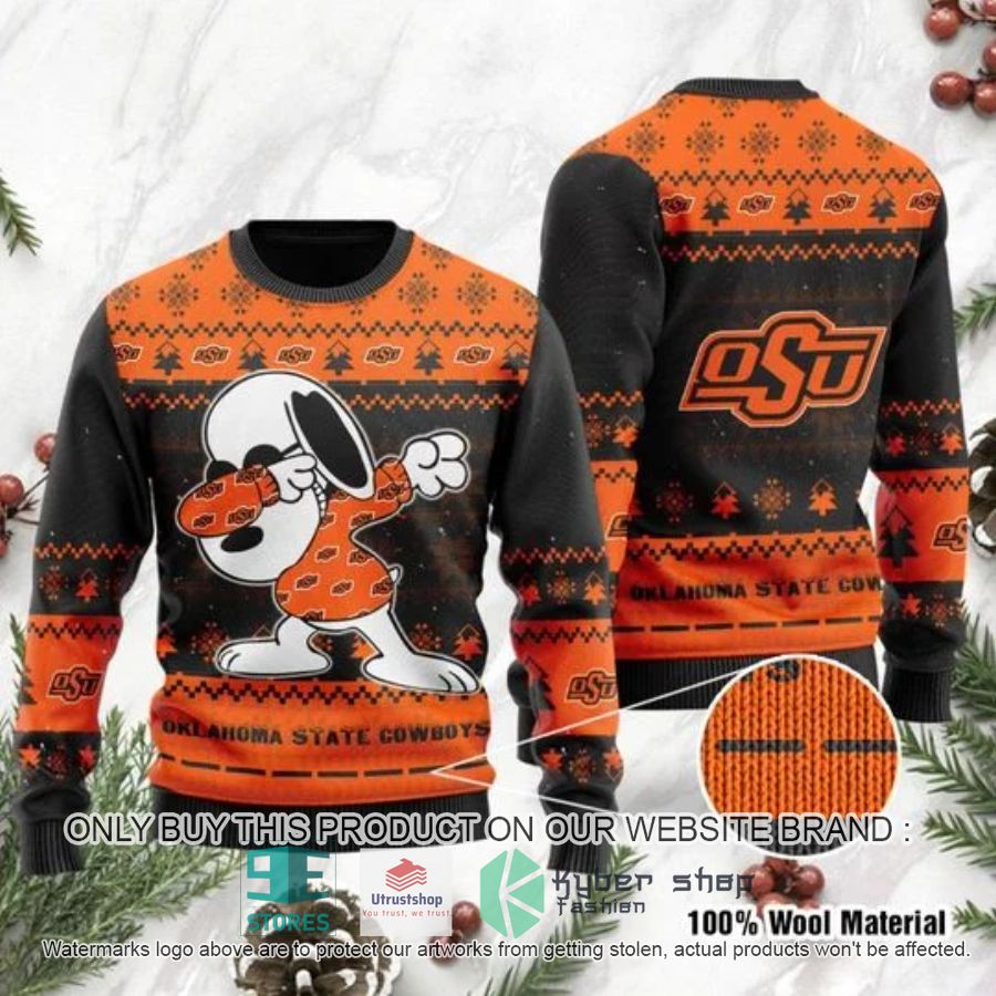 oklahoma state cowboys snoopy dabbing ugly chrisrtmas sweater 1 16960